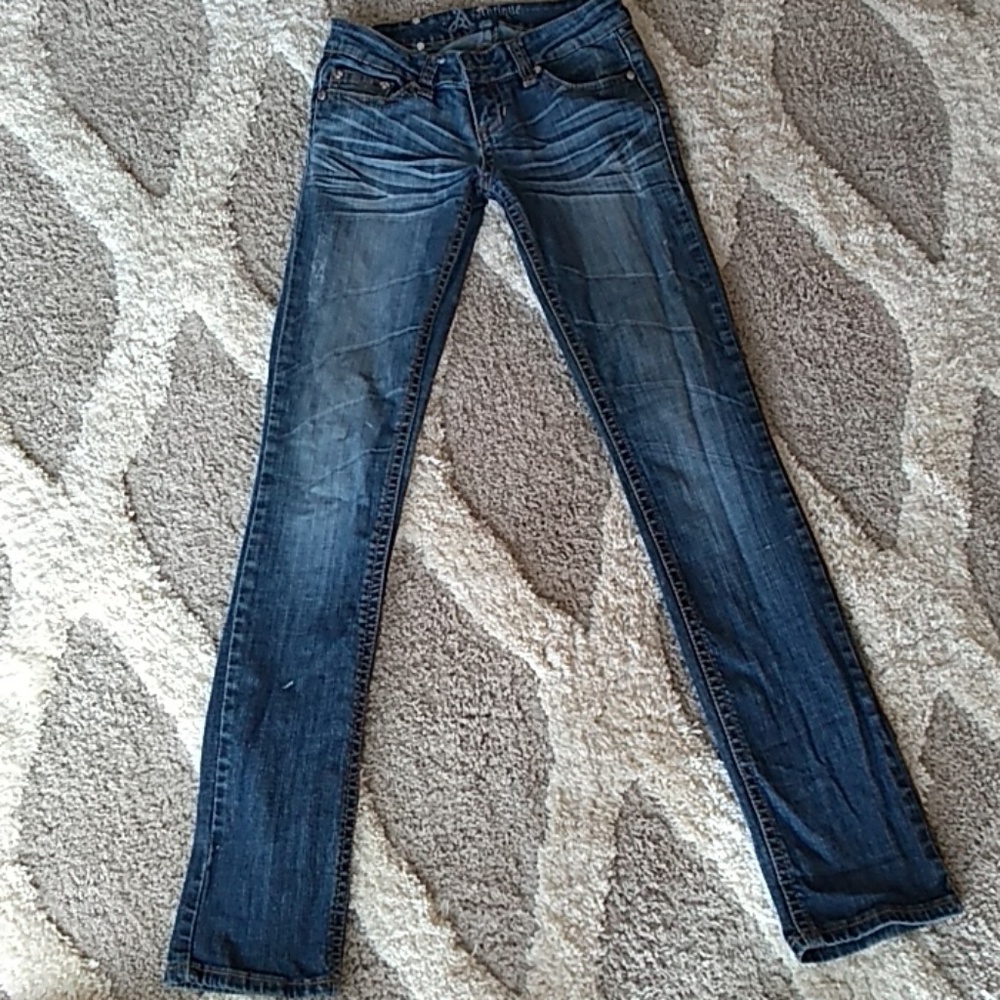 🛍️SALE:Antique Rivet Straight Leg Dark Wash Jeans